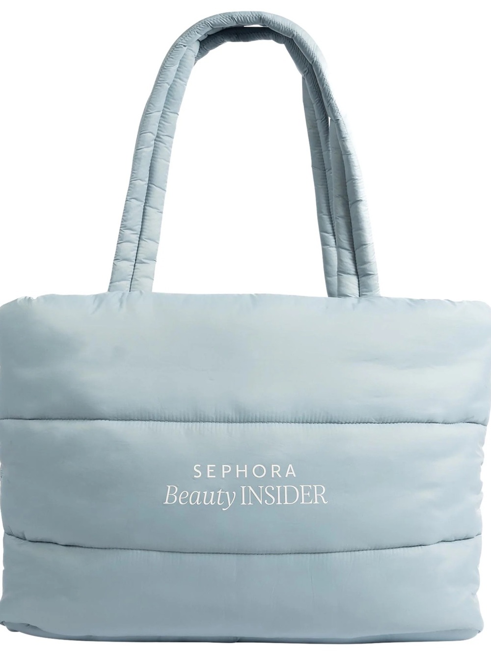 Sephora Light Blue Quilted Puffer Tote